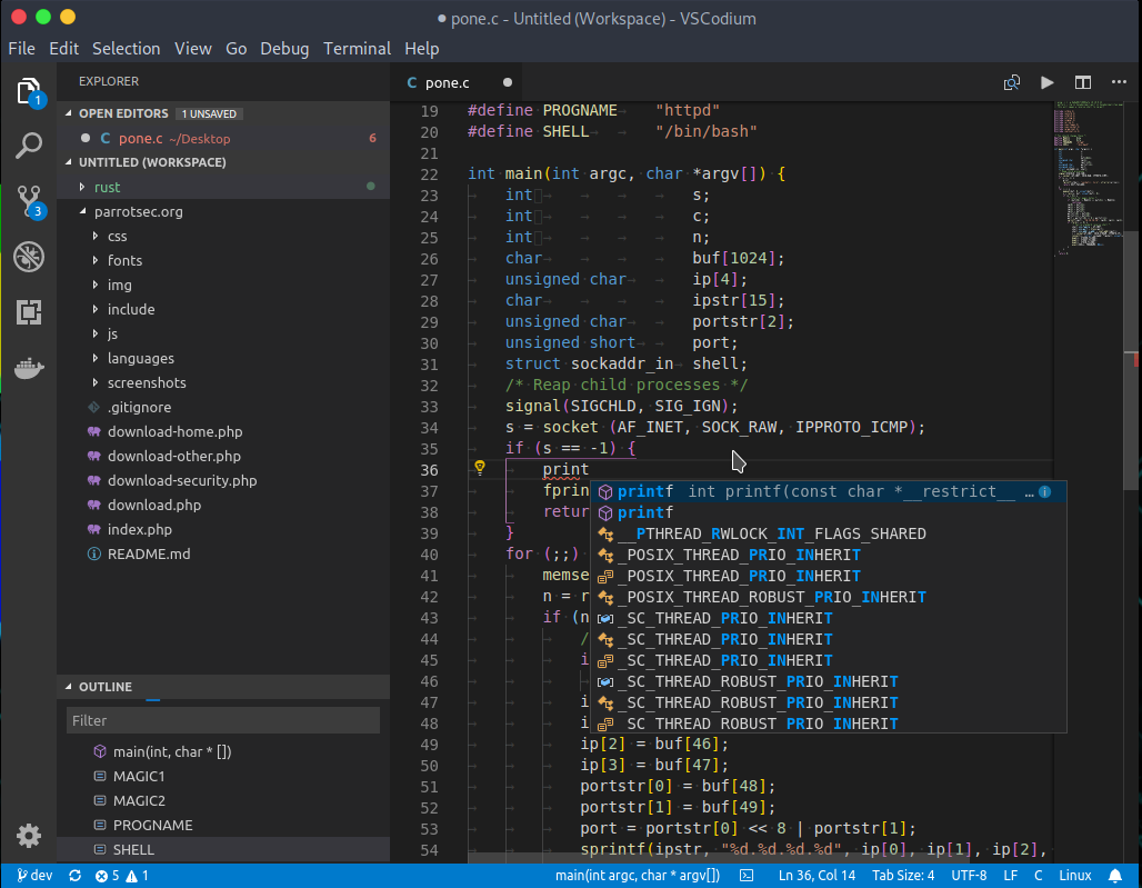 VSCodium Editor Screenshot